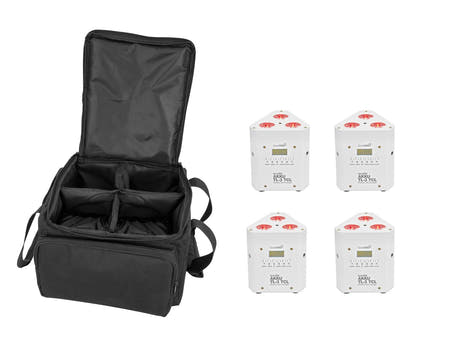 EUROLITE Ensemble 4x AKKU TL-3 TCL blanc + SB-4 Sac souple