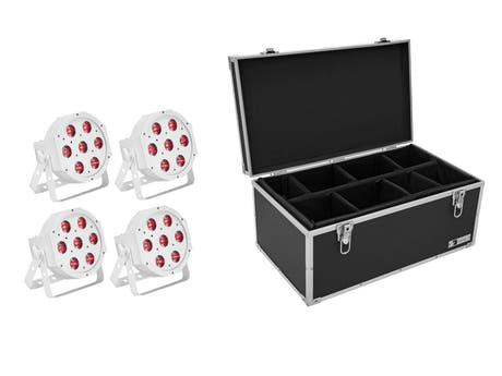 EUROLITE Set 4x LED SLS-7 HCL Floor blanc + Case