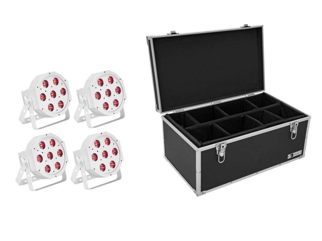 EUROLITE Set 4x LED SLS-7 HCL Floor blanc + Case