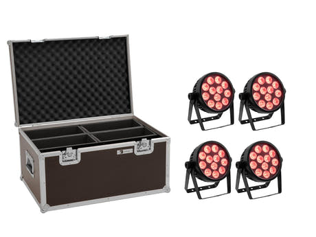 EUROLITE Set 4x LED 7C-12 Silent Slim Spot + valise