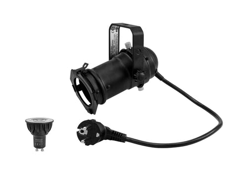 EUROLITE Ensemble projecteur PAR-16 bk + GU-10 230V COB 5W LED 1800-3000K dim2warm
