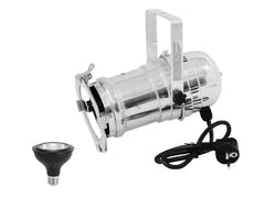 EUROLITE Set PAR-30 Spot argent + PAR-30 230V COB 12W E-27 LED 1800-3000K dim2warm