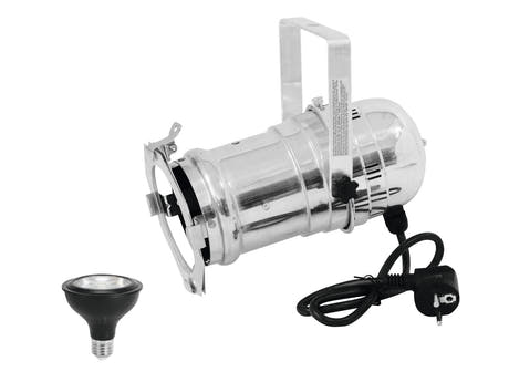 EUROLITE Set PAR-30 Spot argent + PAR-30 230V COB 12W E-27 LED 1800-3000K dim2warm