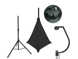EUROLITE Ensemble boule à facettes 30 cm noire avec stand et cover de trépied noir