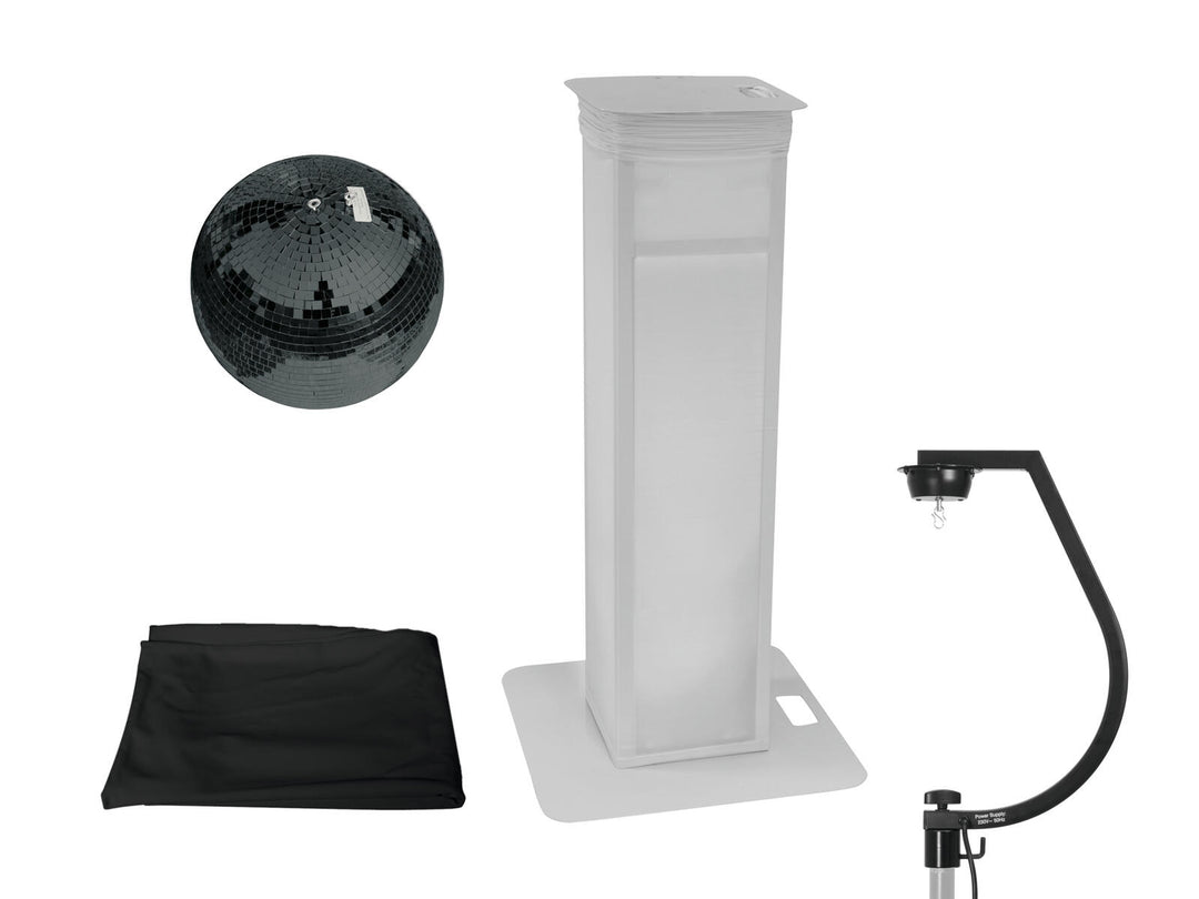EUROLITE Set boule à facettes 30cm noire avec pied de scène réglable + Cover noire
