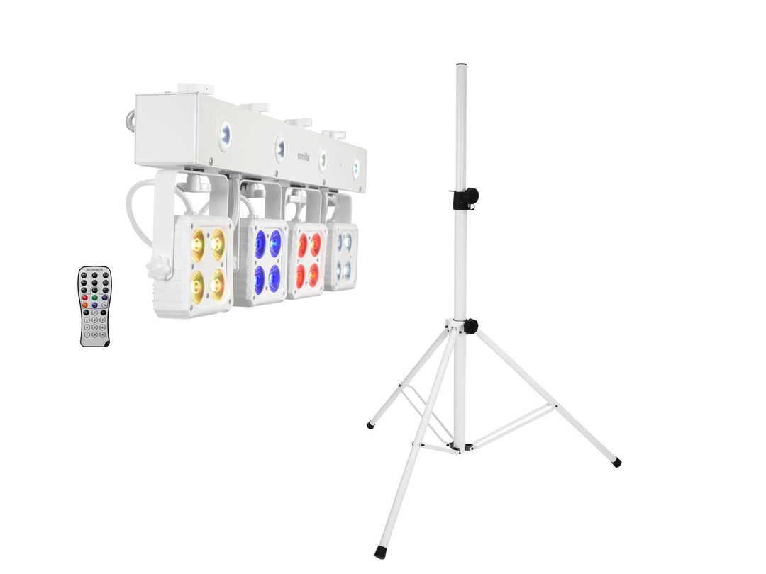 EUROLITE Set LED KLS-180 blanc + BS-2 EU Stand d’enceinte blanc