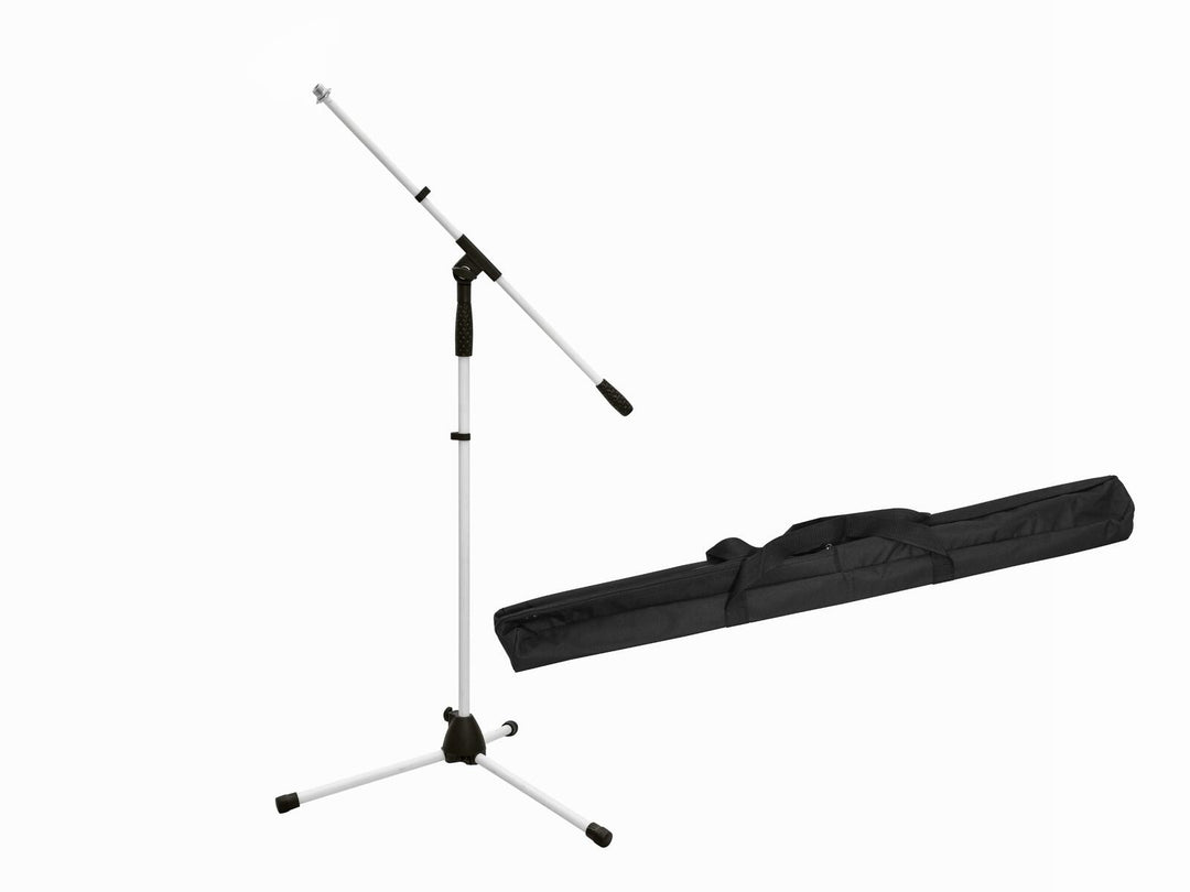OMNITRONIC set microphone trépied MS-1W avec perche blanc + sac