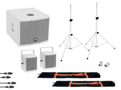 OMNITRONIC Set MOLLY 2.1 Active System Sub + 2x Top + Accessories, blanc