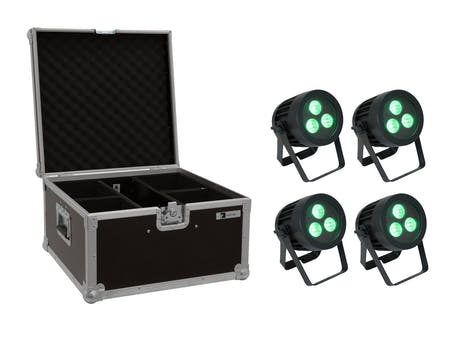 EUROLITE Ensemble de 4x LED IP PAR 3x8W QCL Projecteur + Étui
