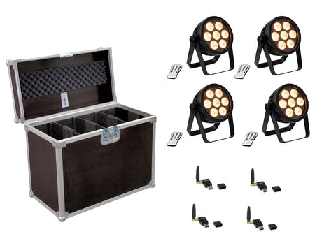 EUROLITE Kit 4x LED 4C-7 Silent Slim spot + USB QuickDMX + case