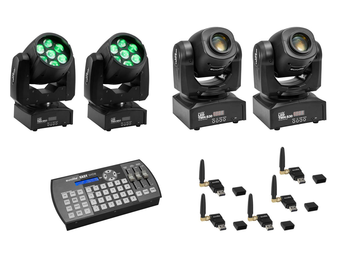 EUROLITE Kit 2x LED TMH-W63 + 2x LED TMH-S30 + USB QuickDMX + Easy Show