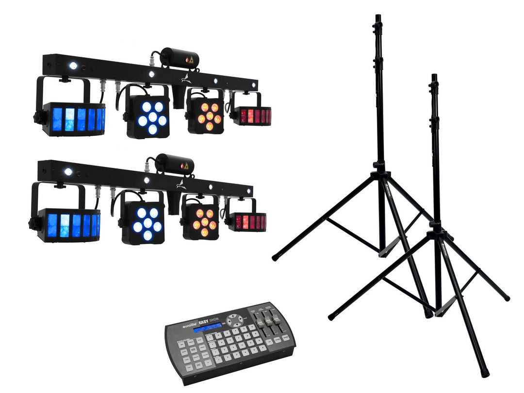 EUROLITE Set 2x LED KLS Laser Bar PRO + Easy Show + 2x système d'enceinte M-4 Stand