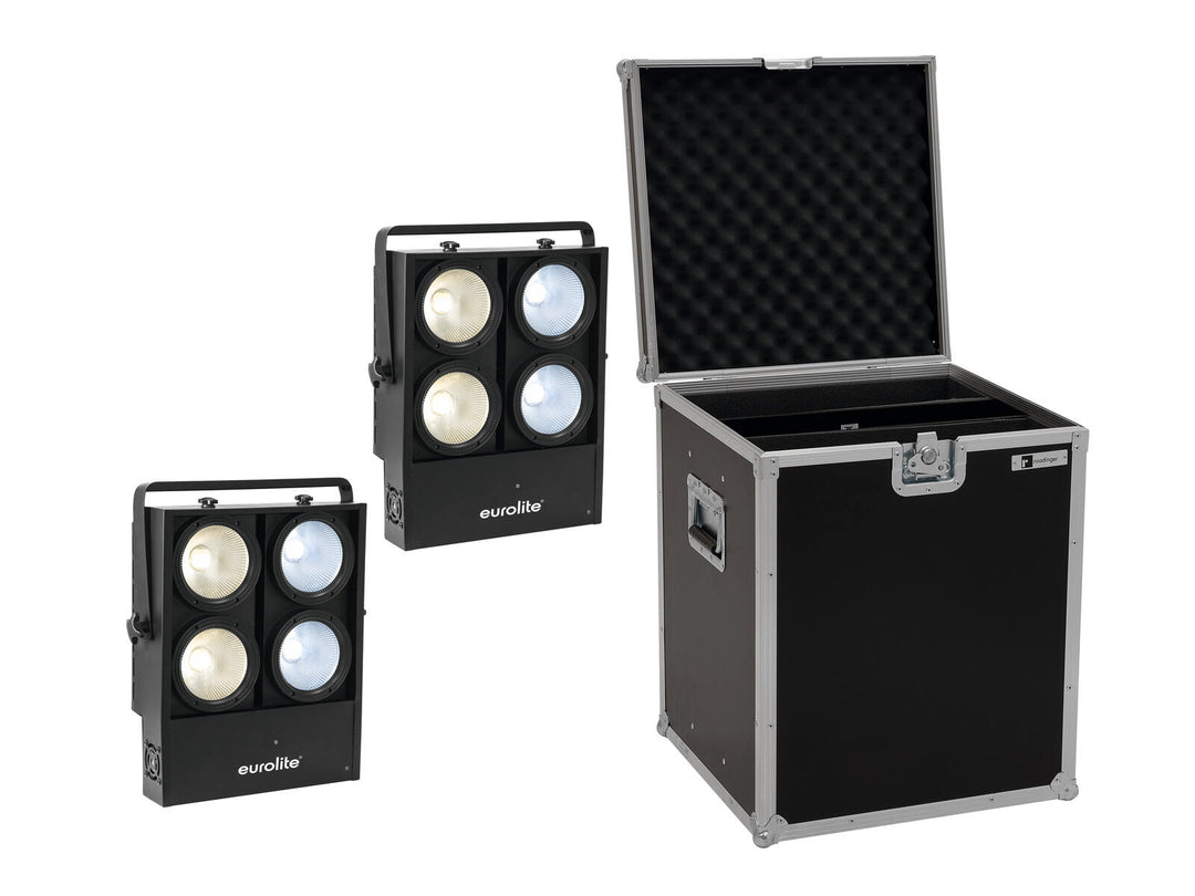 EUROLITE Set de 2x Audience Blinder 4x100W LED COB CW/WW + case