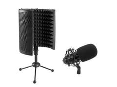 OMNITRONIC Set MIC CM-78MK2 Microphone à condensateur à grand diaphragme + système absorbeur pour microphone de bureau AS-04