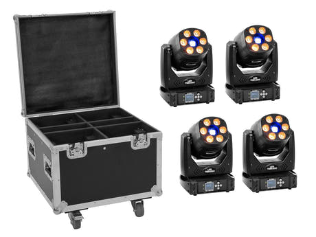 EUROLITE Ensemble 4x LED TMH-H90 + étui à roulettes