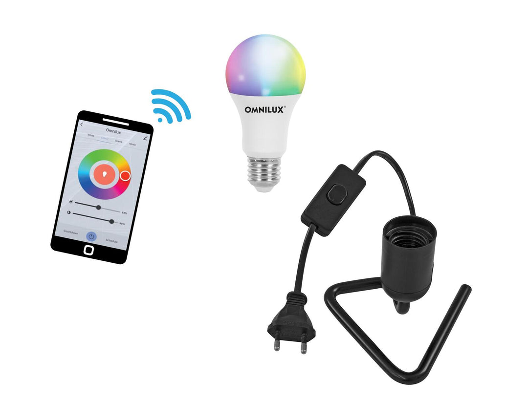 EUROLITE Set LED E27 RGB/WW/CW WiFi + Base triangulaire Black