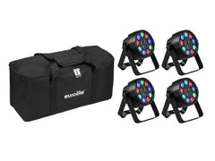 EUROLITE Set 4x AKKU Mini PARty RGBW Spot MK2 + Sac souple