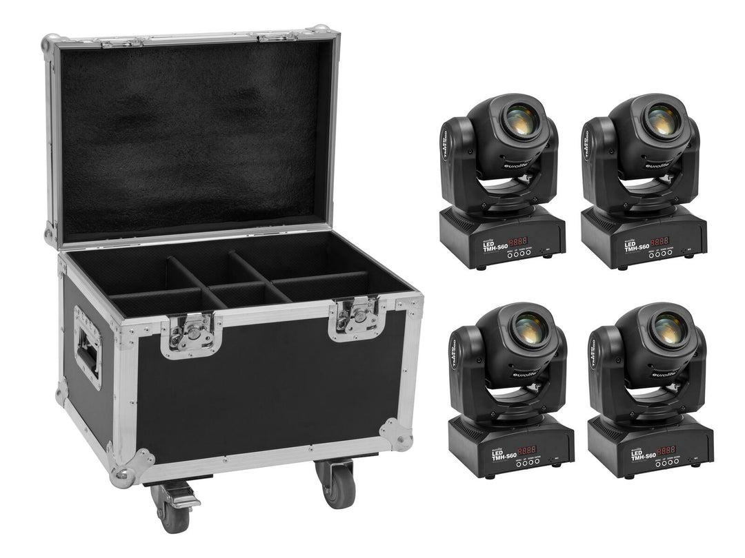 EUROLITE Set 4x LED TMH-S60 Têtes Mobiles Spot + étui