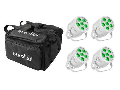 EUROLITE Set 4x LED Silent Par 6 QCL de sol + housse souple