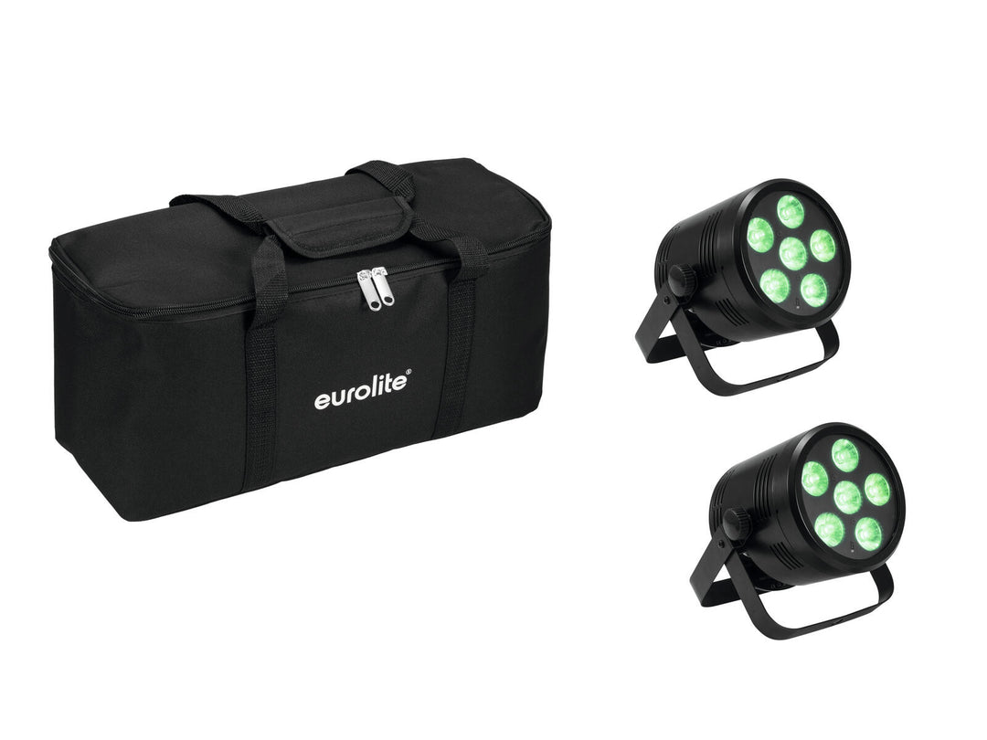EUROLITE Ensemble 2x AKKU PAR 6 QCL + Soft Bag