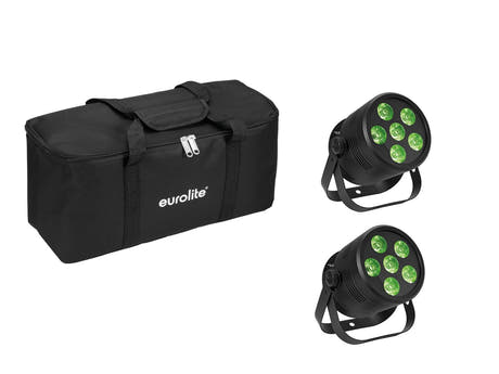 EUROLITE Set 2x LED Silent Par 6 QCL floor bk + sac souple