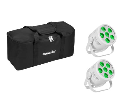 EUROLITE Set 2x LED Par silencieux 6 QCL de sol wh + Sac souple