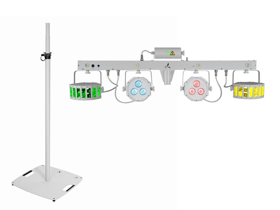 EUROLITE Set LED KLS Laser Bar FX Light Set blanc + pied d’enceinte BPS-3 blanc