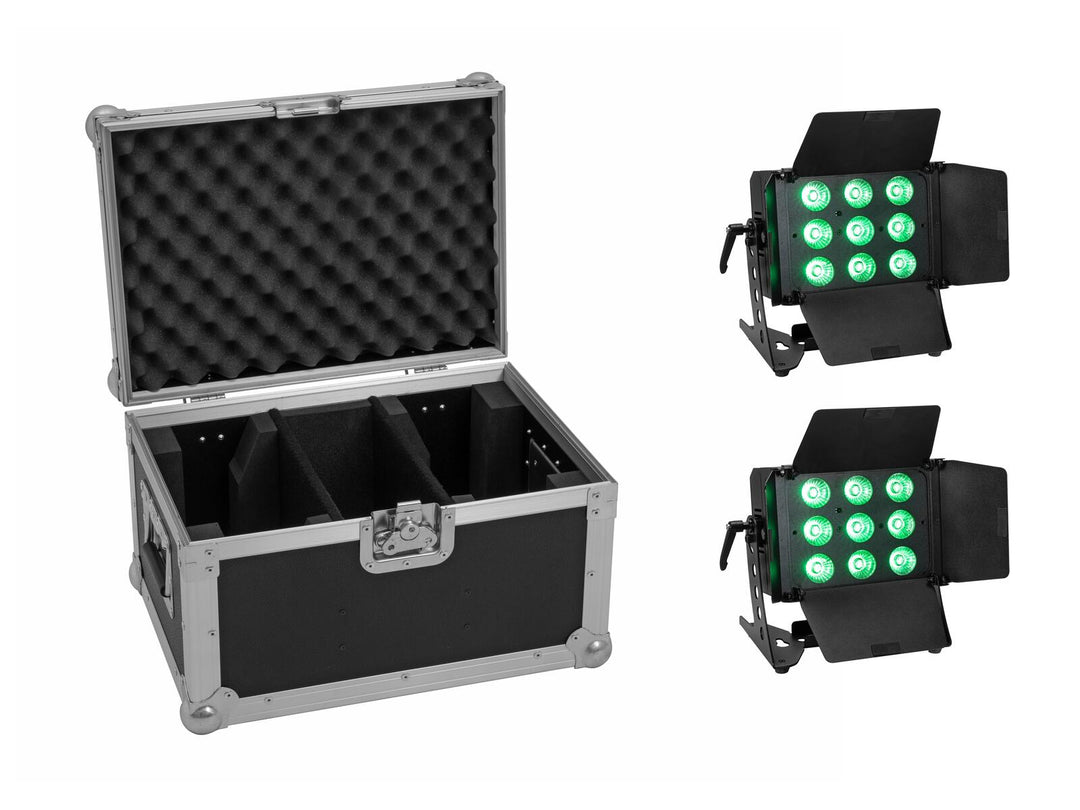 EUROLITE Set 2x LED CLS-9 QCL RGB/WW 9x7W + Étui