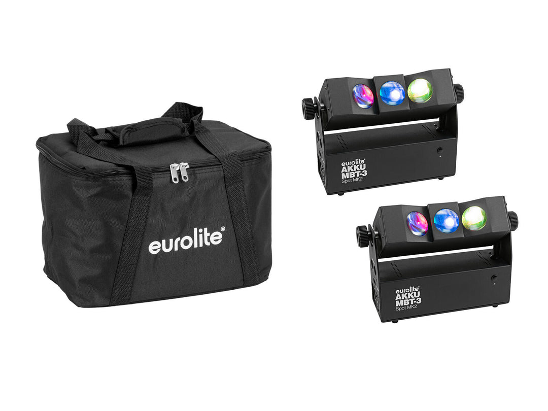 EUROLITE Set 2x AKKU MBT-3 Spot MK2 + sac souple