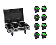 EUROLITE Set 8x AKKU Mini IP UP-4 QCL Spot MK2 + étui avec fonction de charge