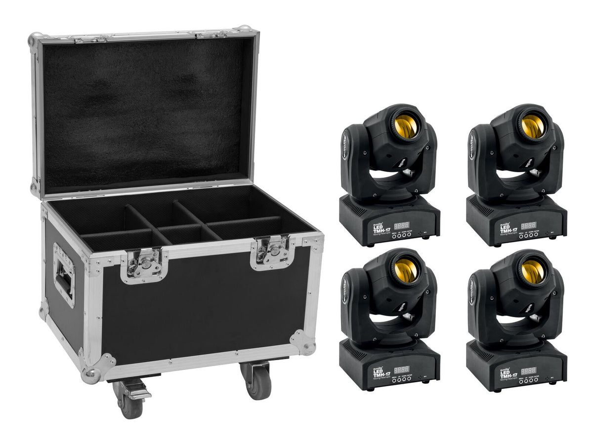Eurolite set 4x LED TMH-17 Tâtes Mobiles + Flightcase