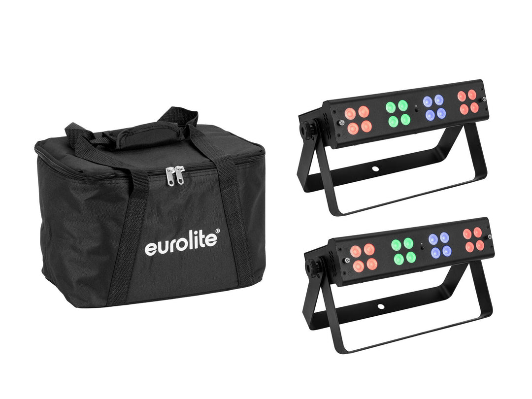 EUROLITE Set de 2x LED Silent Bar 16x4W RGB/WW + Sac souple