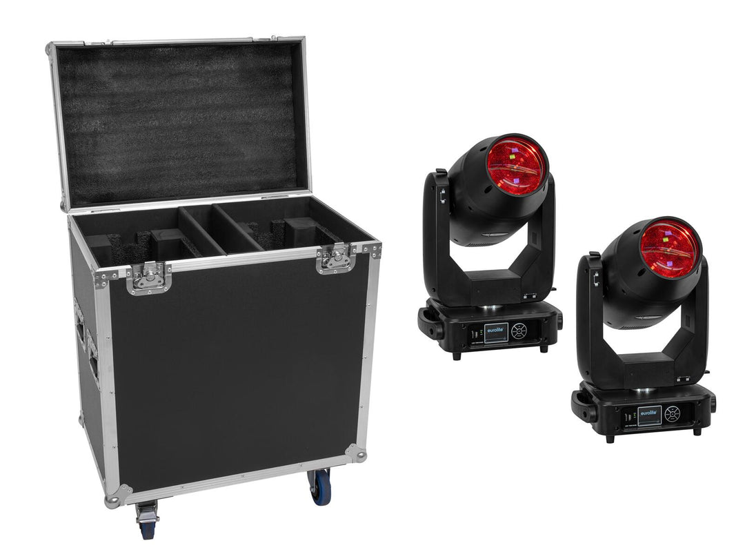 EUROLITE Set 2x LED TMH-S400 CMY + flight-case à roulettes