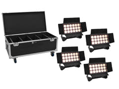EUROLITE Ensemble 4x AKKU Multiflood IP 18x10W RGBW Wash CRMX + étui à roulettes