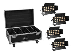EUROLITE Set 4x LED CLS-18 QCL RGB/WW 18x7W + Flightcase à roulettes