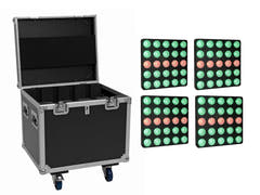 EUROLITE Set de 4x panneaux matriciels LED Pixel 5x5 RGB/WW + Flightcase à roulettes
