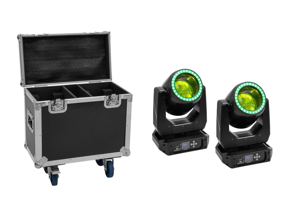 EUROLITE Set 2x LED TMH-B120 Hypno Tâtes Mobiles Beam + Flightcase à roulettes