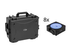EUROLITE Set 8x AKKU IP Flat Light SMD bk + étui en plastique avec trolley