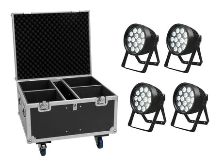 EUROLITE Set 4x LED IP PAR 14x8W QCL + mallette de transport