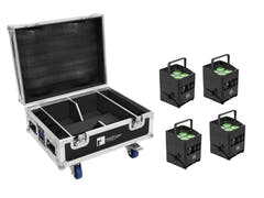 EUROLITE Set 4x AKKU IP UP-4 QCL Spot QuickDMX MK2 + Flightcase à roulettes avec fonction de recharge