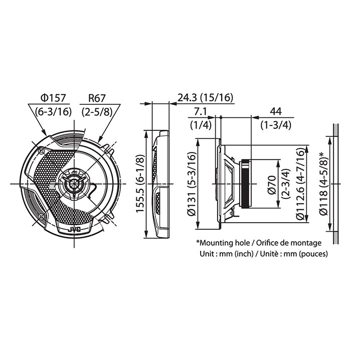 Kit d’enceintes JVC CS-DR522 13 cm 2 voies 260 W peak