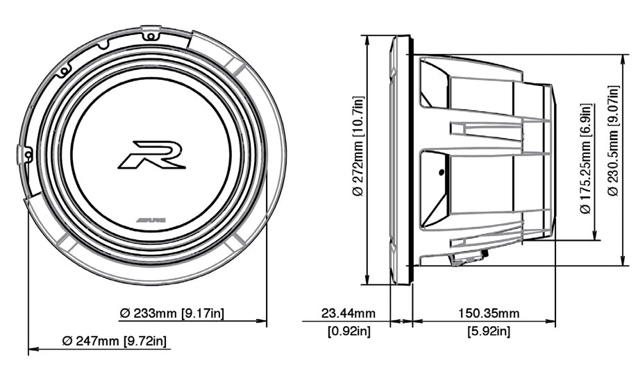 Alpine R2-W10D2 Type-R caisson de basses 10" 2 Ohm