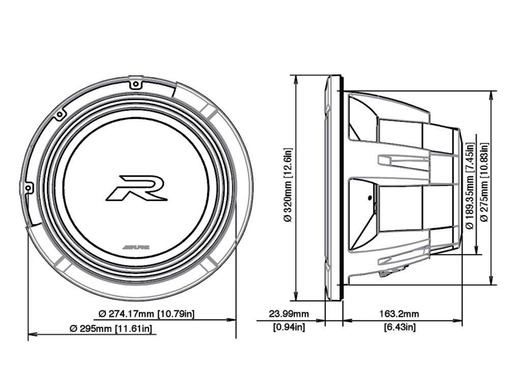 Subwoofer Alpine R2-W12D2 Type-R 12" 2 Ohm