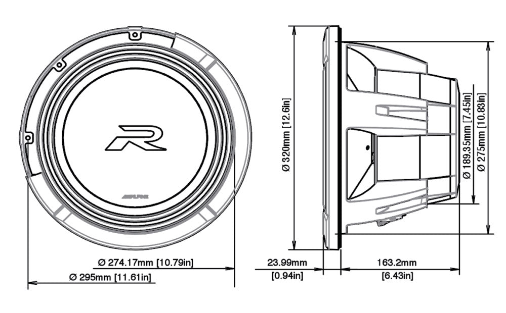 Caisson de basses Alpine R2-W12D4 Type-R 12" 4 Ohm