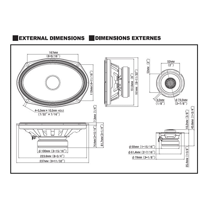 Kit d’enceintes composant Alpine S2-S69C 6x9" 2 voies