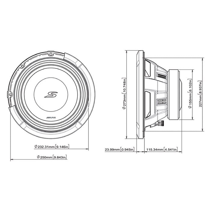 Alpine S2-W10D4 caisson de basses double 10" 4 ohm