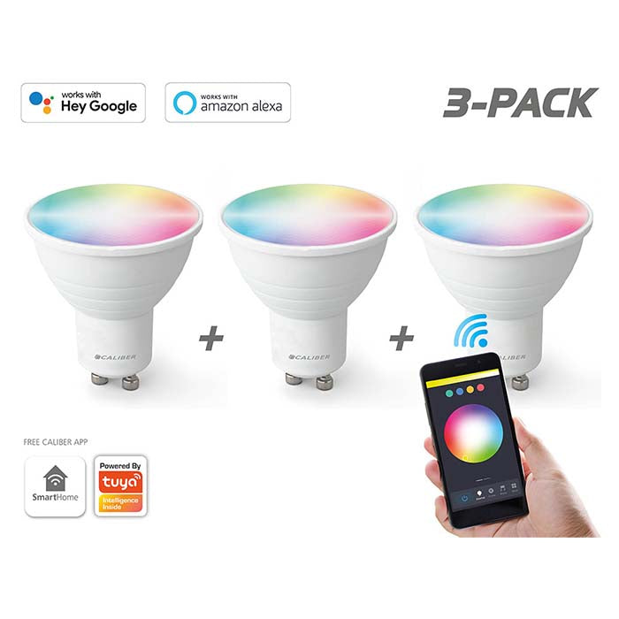 Caliber GU10 Smart Home pack de 3 ampoules LED blanches/multicolores