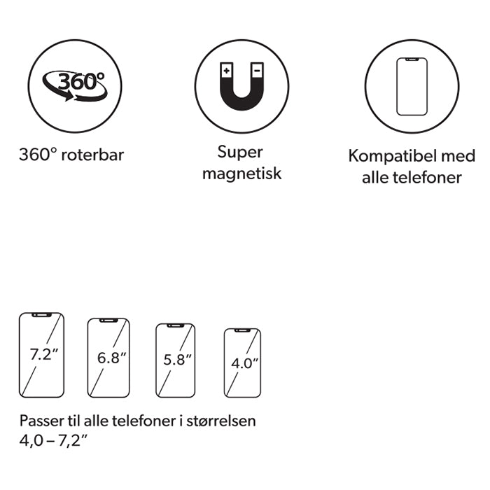 Support de téléphone magnétique Avant pour grille d’aération