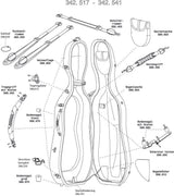 GEWA poignée de transport avec rivets pour étui de violoncelle Idea Original Carbon 2.9
