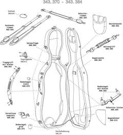 Bouton inférieur GEWA avec rivets pour étui de violoncelle Idea Original Carbon 2.9